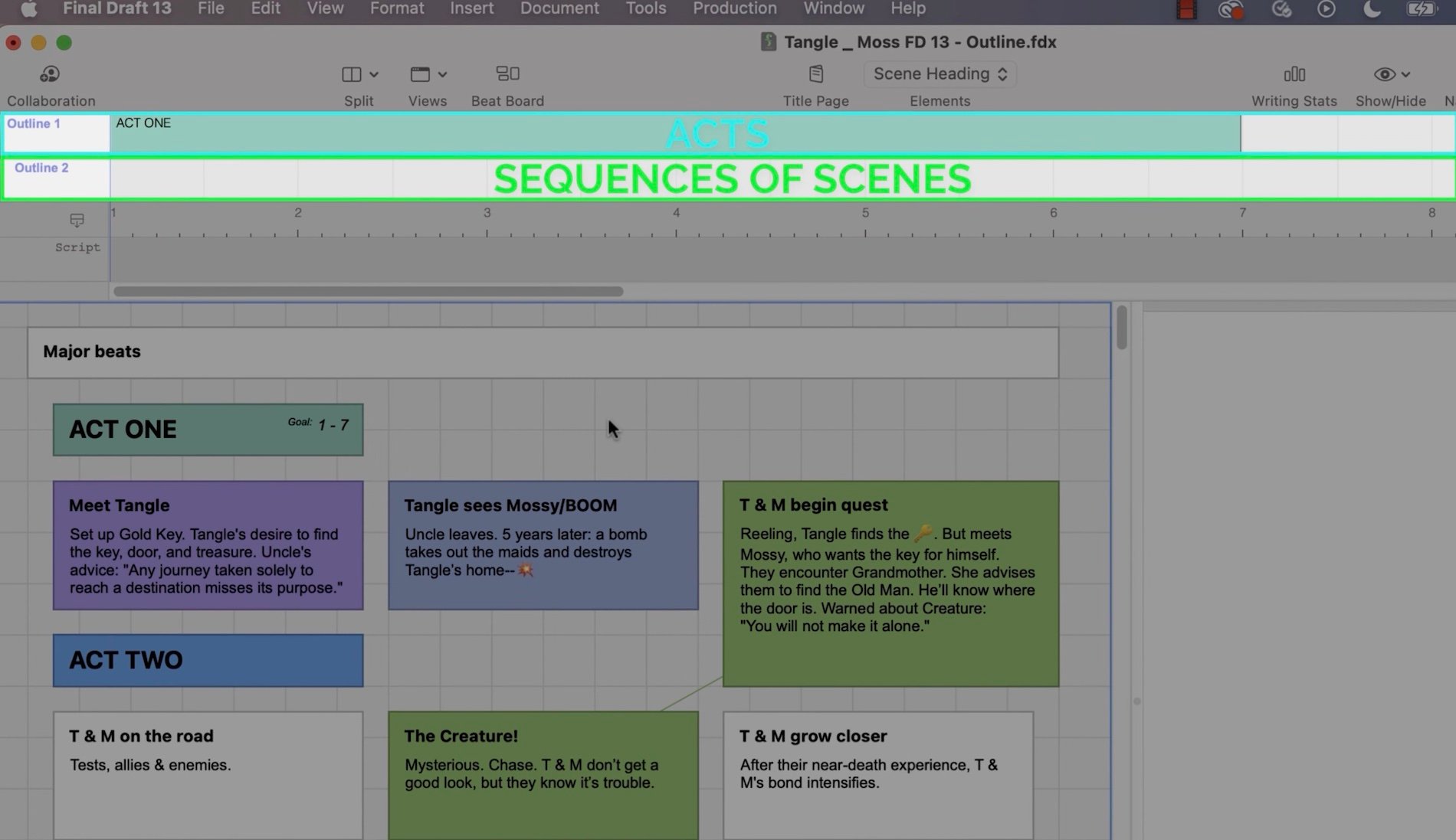 Acts and Sequences of Scenes in Final Draft 13, Map Out Your Story With Personalized Outlining in Final Draft 13