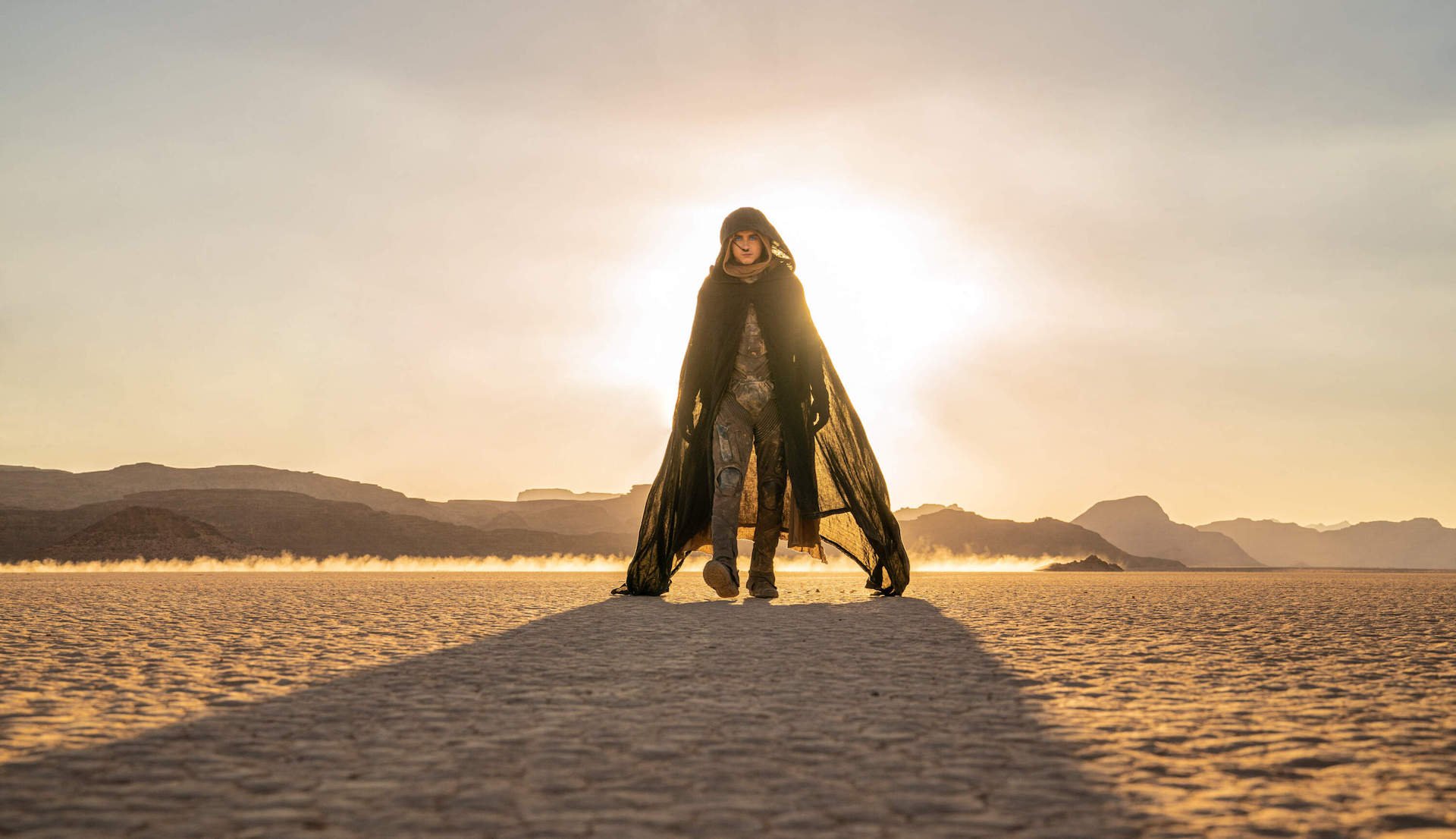Paul (Timothée Chalamet) walking through the desert planet in 'Dune: Part Two' 