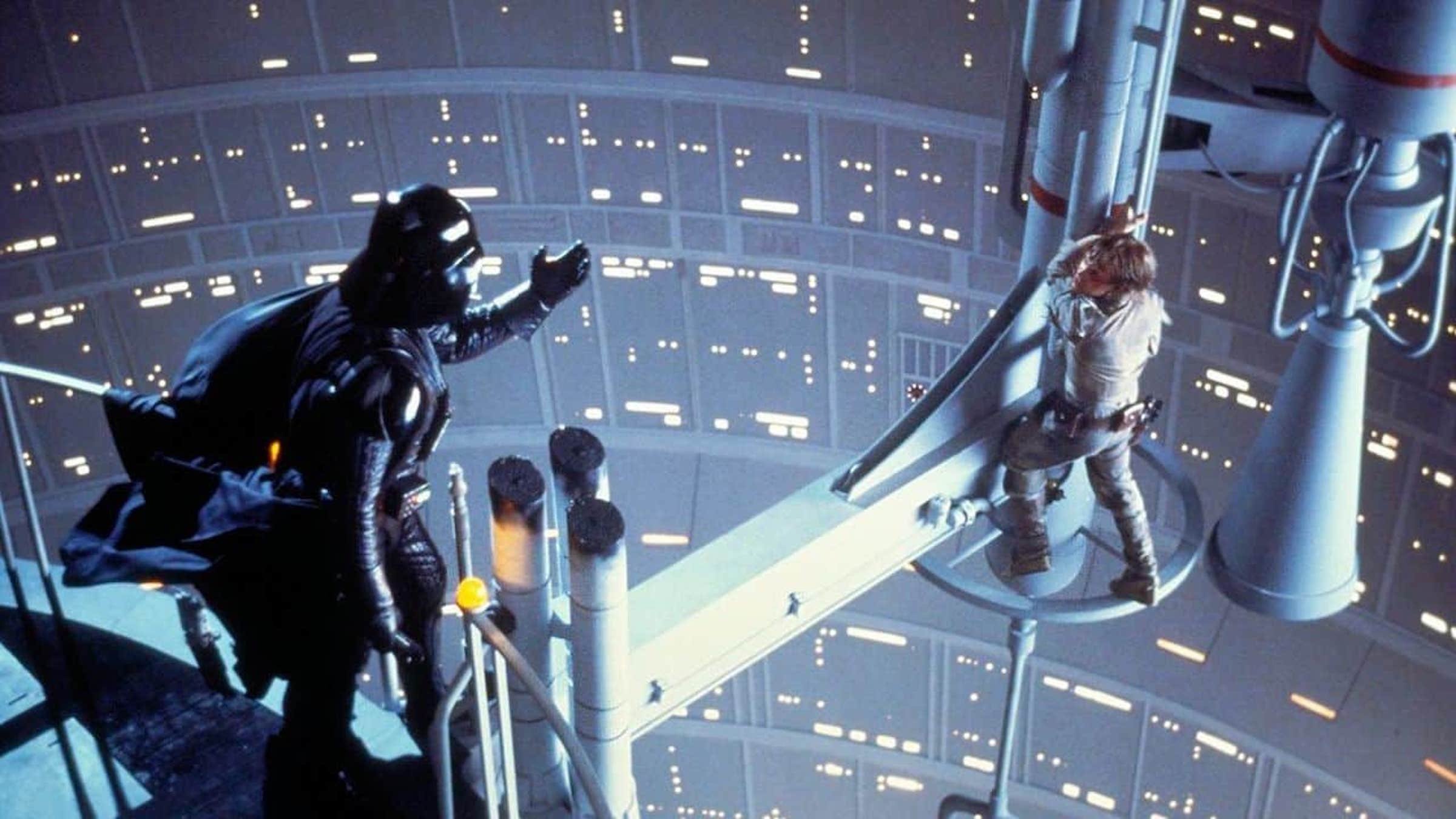 Darth Vader revealing the truth to Luke in 'Star Wars The Empire Strikes Back'