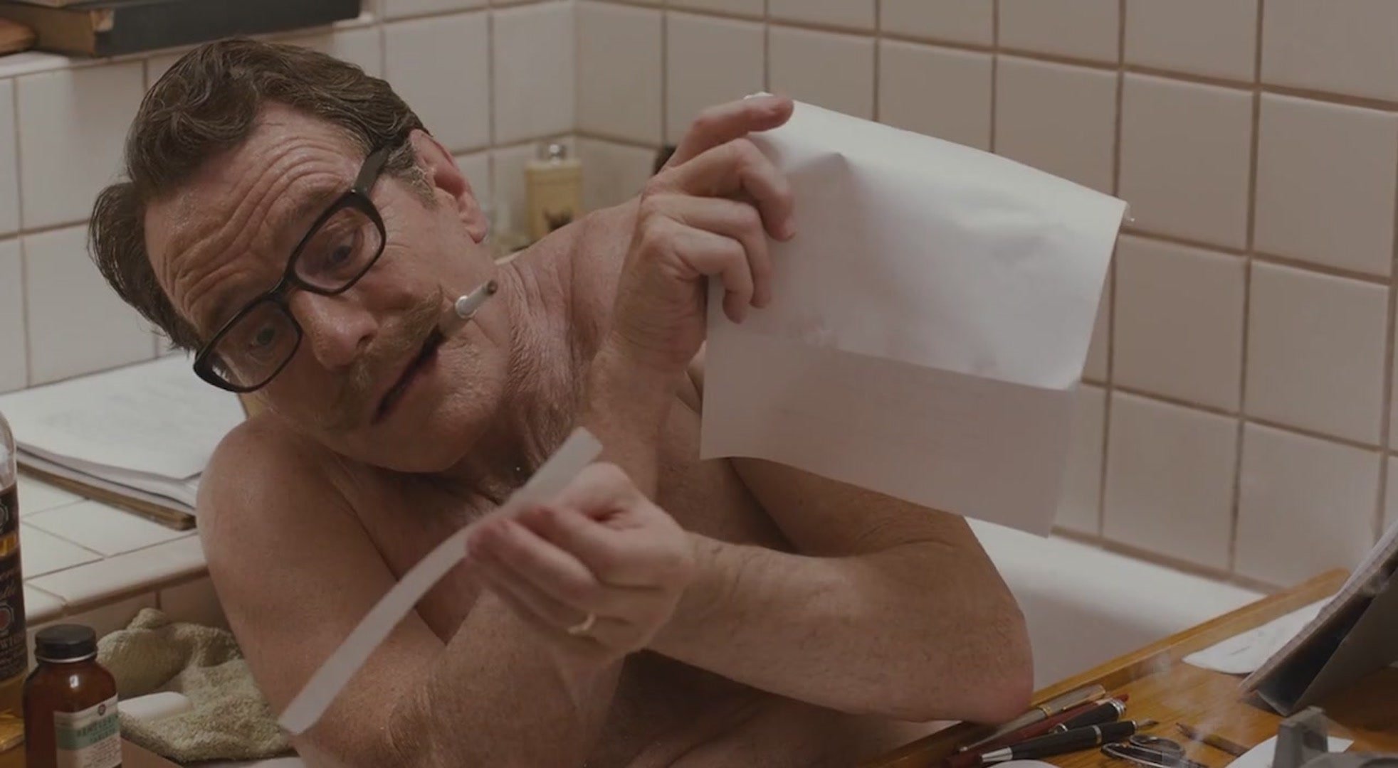 Dalton Trumbo (Bryan Cranston) writing in a bathtub in 'Trumbo' (2015), How You Can Create the Perfect Environment for Screenwriting