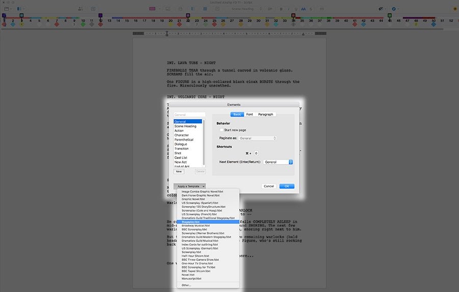 stage play script format example