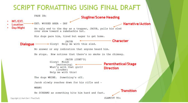 script formatting using Final Draft